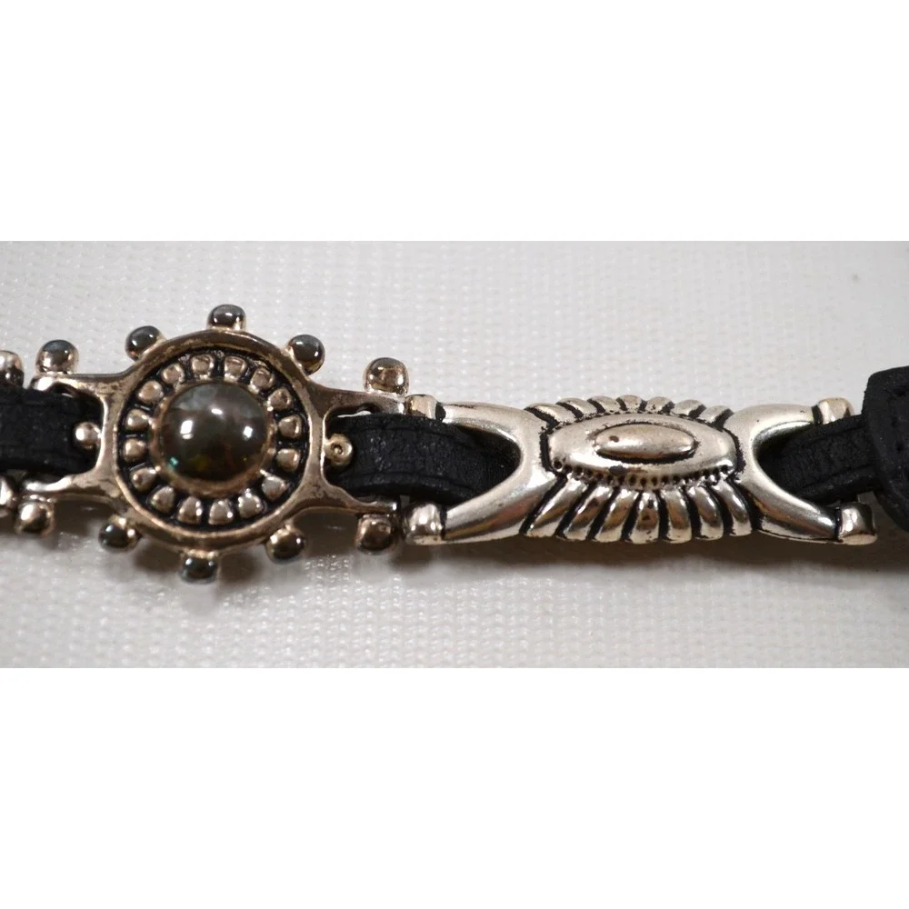 Black Western Concho Fashion Belt Braided Leather Womens Size XL 35